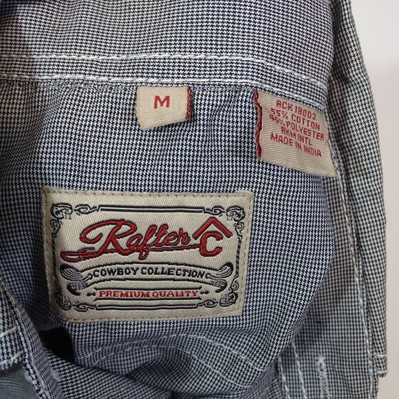 Rafter C Cowboy Pearl Snap Western Shirt Rodeo Boys Size M Black Long Sleeve - Picture 6 of 10